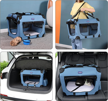 Portable Collapsible Dog Crate, 24" Soft Dog Crate for Car Travel