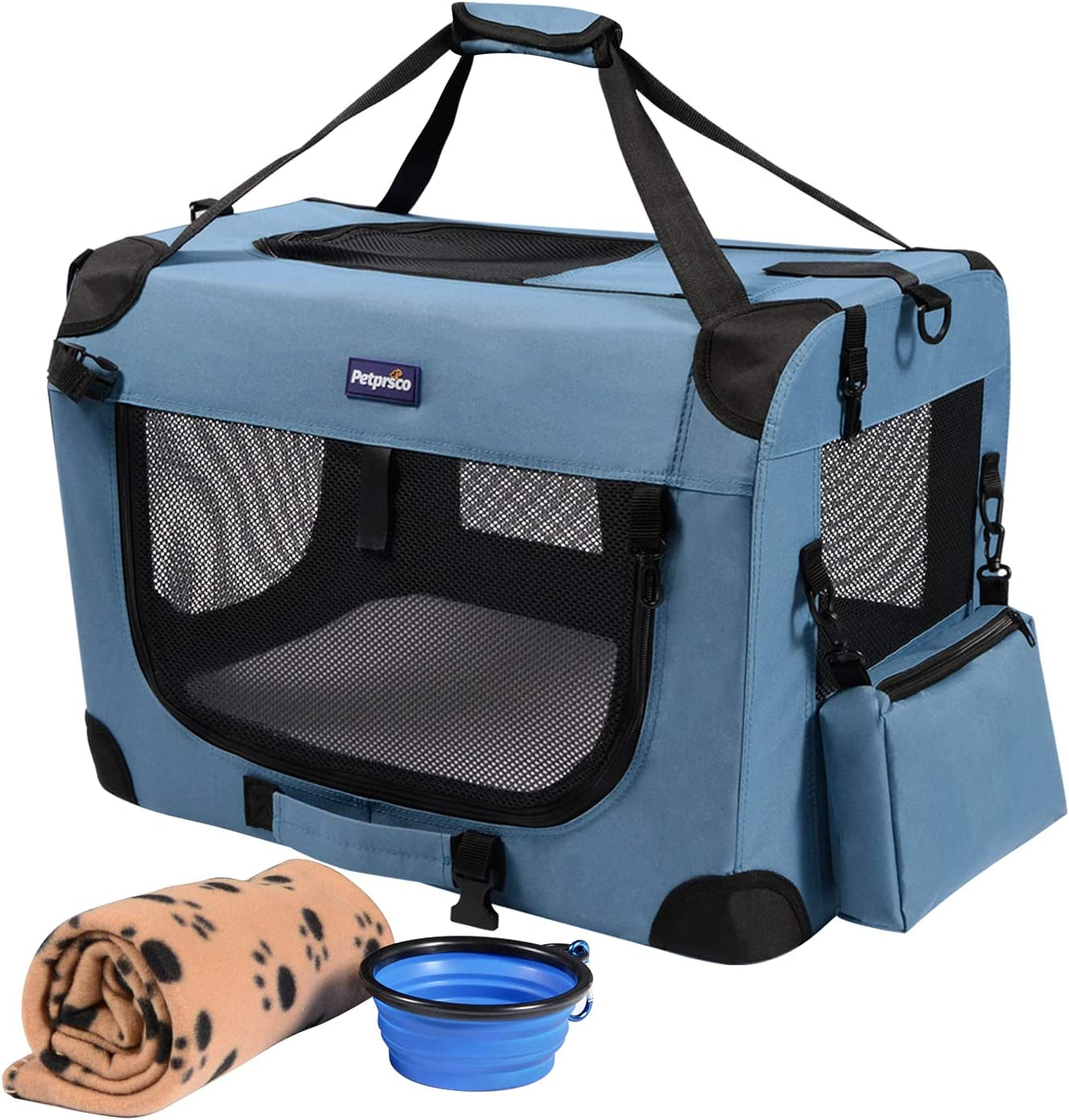 Portable Collapsible Dog Crate, 24" Soft Dog Crate for Car Travel