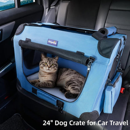 Portable Collapsible Dog Crate, 24" Soft Dog Crate for Car Travel
