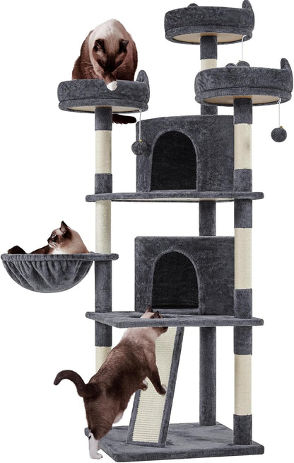 Yaheetech 69In Cat Tree Tower, 2 Condos, Scratching Posts & Cat-Ear Perches