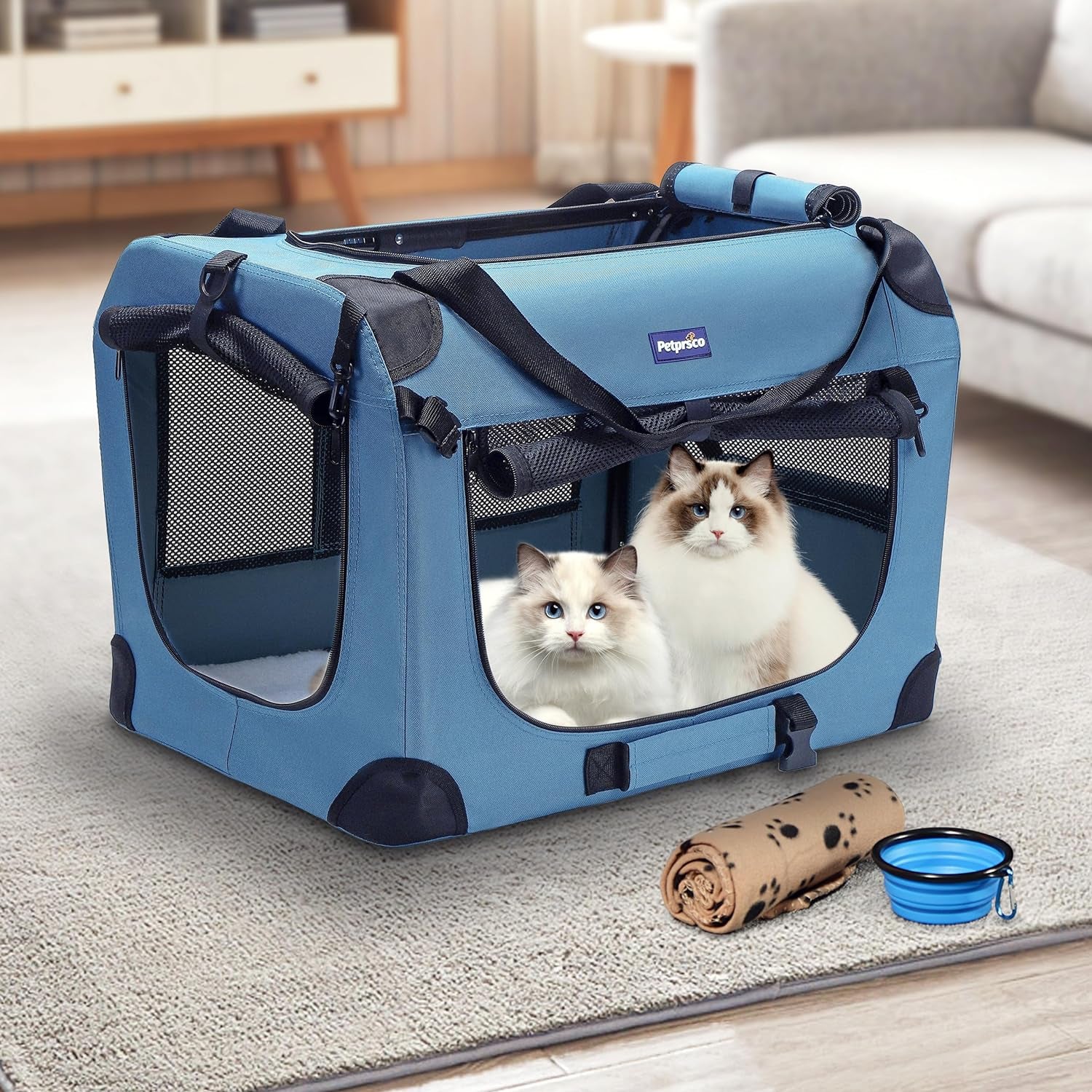 Portable Collapsible Dog Crate, 24" Soft Dog Crate for Car Travel