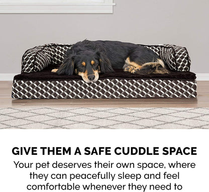 Memory Foam Dog Bed for Medium/Small Dogs W/ Removable Bolsters & Washable Cover, for Dogs up to 35 Lbs - Plush & Woven Decor Comfy Couch Sofa - Diamond Brown, Medium