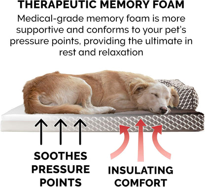 Memory Foam Dog Bed for Medium/Small Dogs W/ Removable Bolsters & Washable Cover, for Dogs up to 35 Lbs - Plush & Woven Decor Comfy Couch Sofa - Diamond Brown, Medium