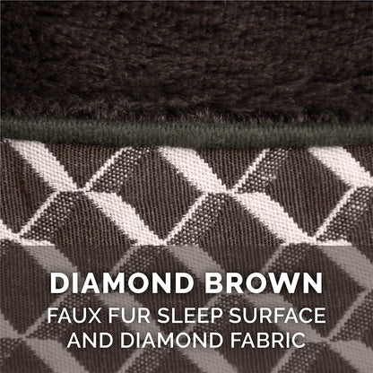 Memory Foam Dog Bed for Medium/Small Dogs W/ Removable Bolsters & Washable Cover, for Dogs up to 35 Lbs - Plush & Woven Decor Comfy Couch Sofa - Diamond Brown, Medium