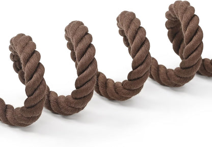 Dog Leash Braided Cotton Rope with Leather-Reinforced Ends