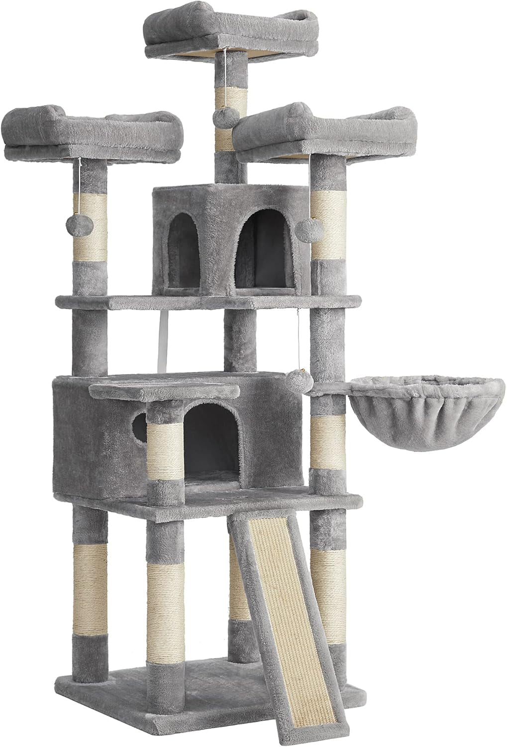 Cat Tree, Large Cat Tower, 2 Caves, 3 Plush Perches, 67.7 Inches